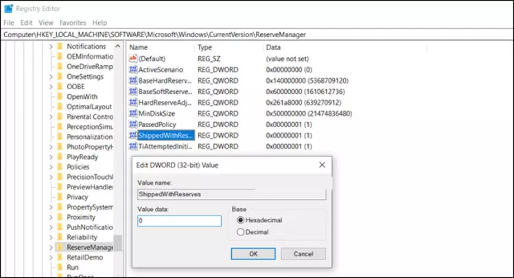 تعطيل خاصية Reserved Storage