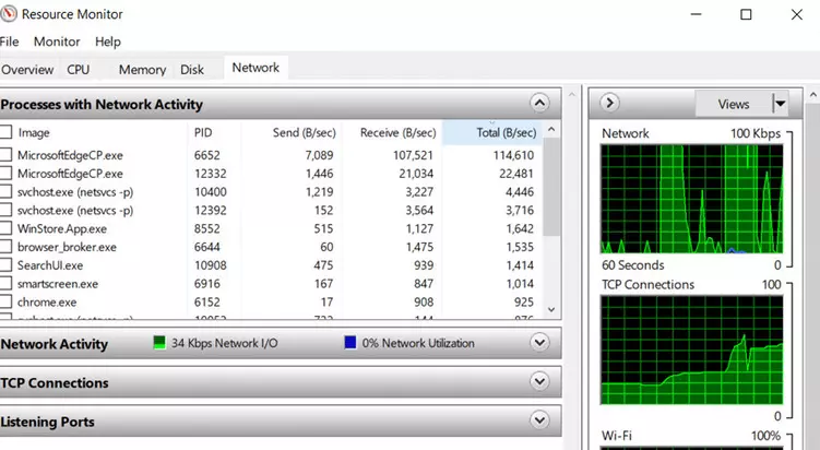 تشغيل أداة Resource Monitor