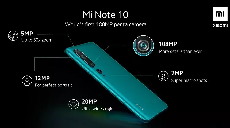 شاومي تطلق MI Note 10 بخمسة كاميرات والرئيسية بدقة 108 ميجابيكسل