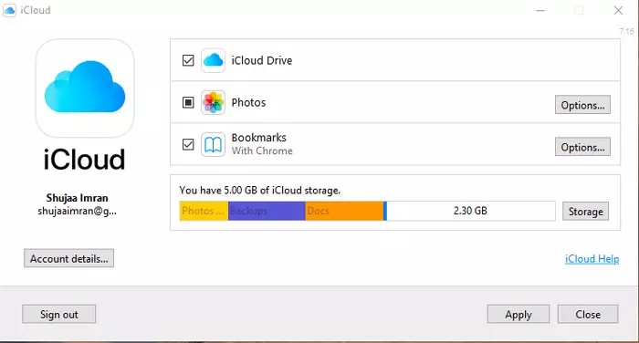 ضبط اعدادات المزامنة في iCloud