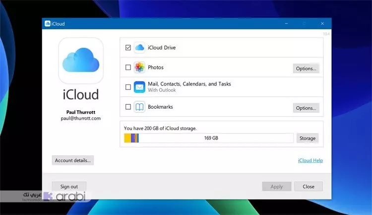 طريقة تثبيت واستخدام خدمة icloud في ويندوز 10