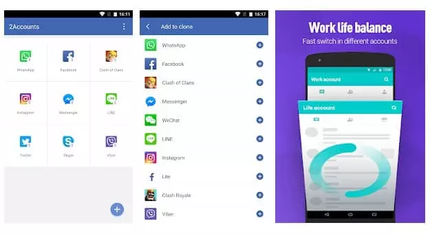 تطبيق 2Accounts مستنسخات التطبيقات لهواتف الأندرويد