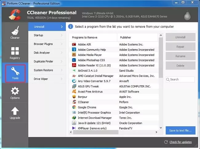 حذف الملفات المكررة باستخدام برنامج CCleaner 2