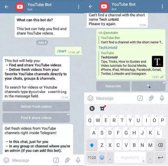 بوت YouTube Bot بوتات تليجرام