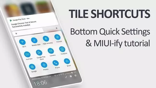 تطبيق Tile Shortcuts