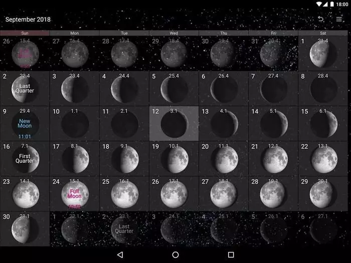 تطبيق Simple Moon Phase Calendar