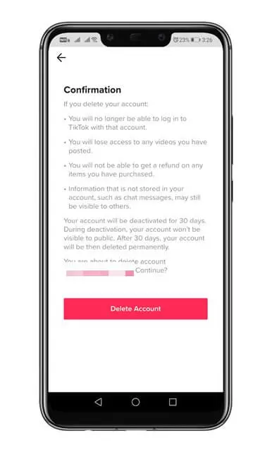 حذف حساب تيك توك بشكل نهائي 1
