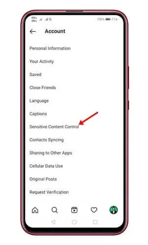 حظر المحتوى الحساس في تطبيق انستجرام