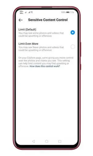 حظر المحتوى الحساس في تطبيق انستجرام 1