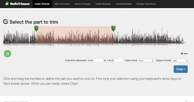 موقع Audio Trimmer