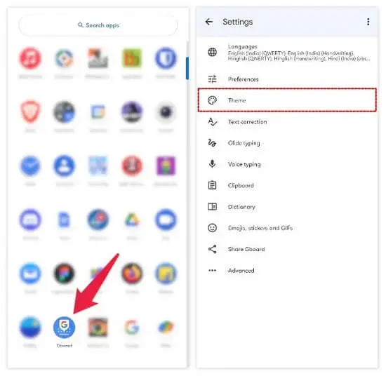 تغيير لون ثيمات لوحة المفاتيح Gboard 1