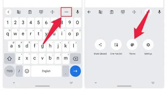 تغيير لون ثيمات لوحة المفاتيح Gboard