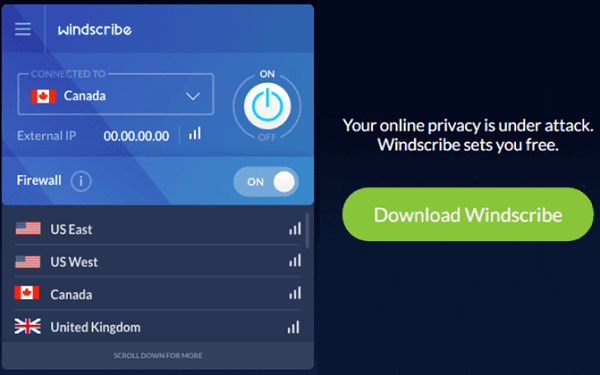 برنامج WindScribe  برامج VPN