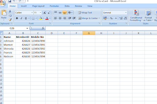 من Excel إلى vCard