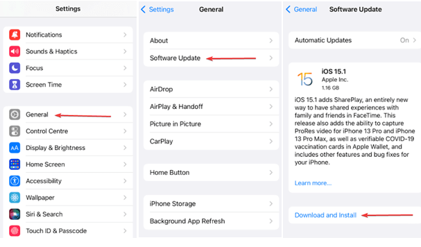 خطوات تثبيت تحديث iOS 15.1