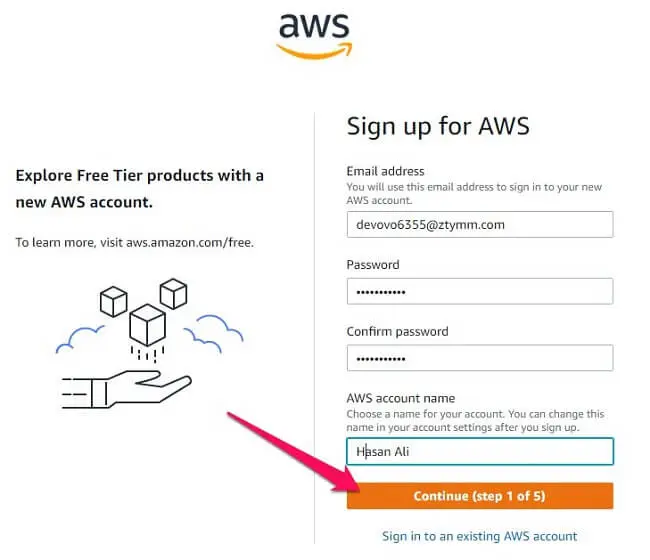 التسجيل في موقع Amazon Aws 1