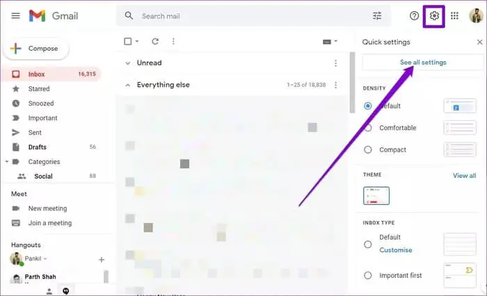 إنشاء عامل تصفية من خلال إعدادات بريد Gmail