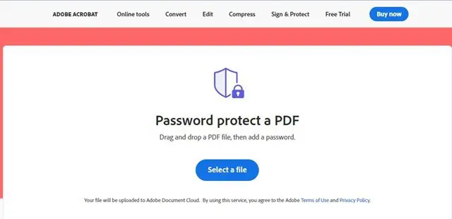 قفل ملفات PDF بكلمة مرور أونلاين