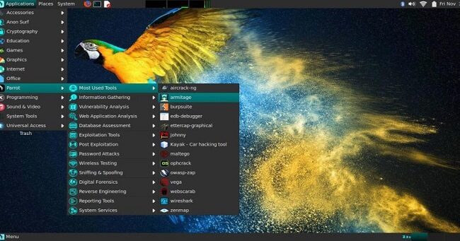 نظام Parrot Security Operating System الاختراق الأخلاقي