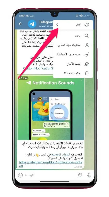تخصيص نغمات إشعارات تطبيق تليجرام 1