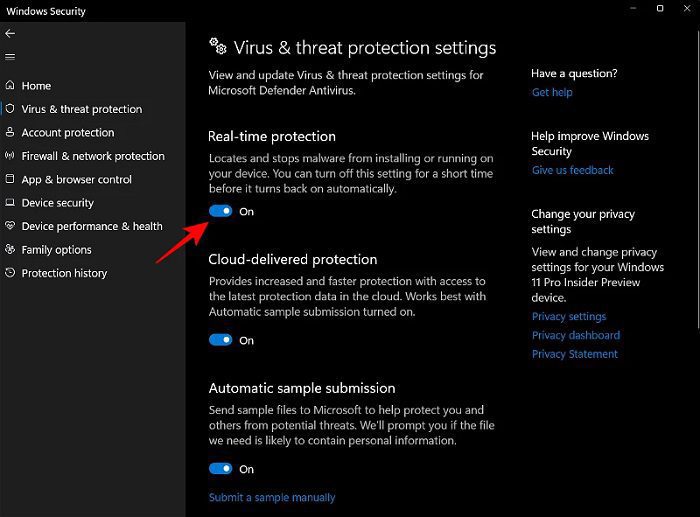 تشغيل Windows Defender