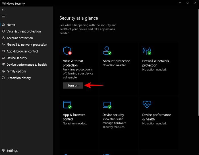 تشغيل Windows Defender