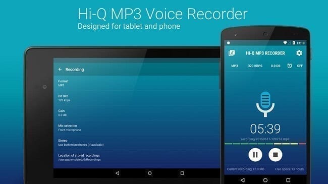 تطبيق Hi-Q MP3 Voice Recorder