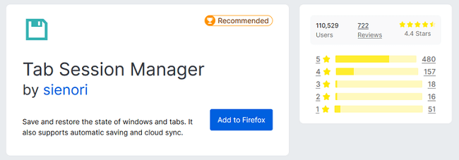 إضافة Tab Session Manager إدارة علامات التبويب في متصفح فايرفوكس